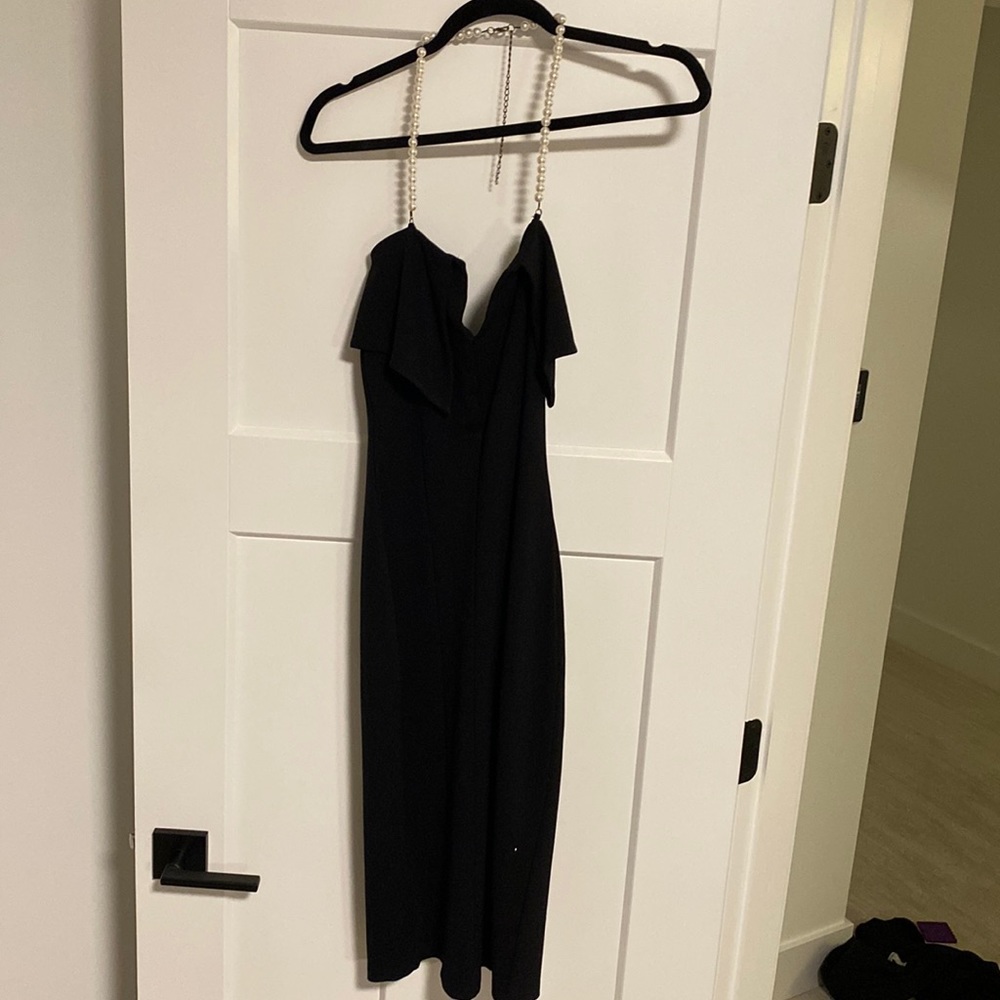 Kim K inspired halter dress with pearl halter